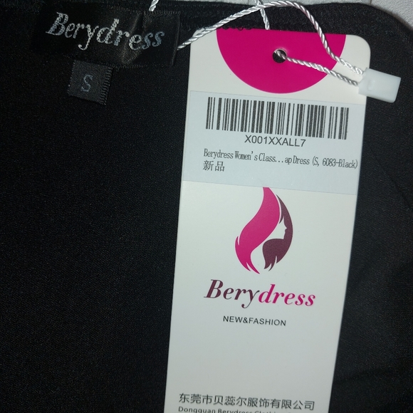 NWT BERYDRESS 3/4 Sleeve V-Neck Casual Party Work Faux Black Wrap Dress - Picture 5 of 5
